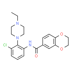 ChemSpider 2D Image | N-[3-Chloro-2-(4-ethyl-1-piperazinyl)phenyl]-2,3-dihydro-1,4-benzodioxine-6-carboxamide | C21H24ClN3O3