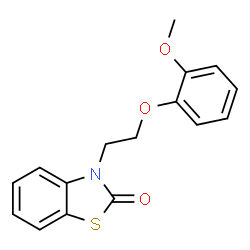 ChemSpider 2D Image | 3-[2-(2-Methoxy-phenoxy)-ethyl]-3H-benzothiazol-2-one | C16H15NO3S