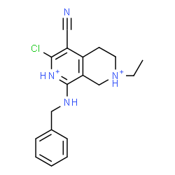 ChemSpider 2D Image | 8-(Benzylamino)-6-chloro-5-cyano-2-ethyl-1,2,3,4-tetrahydro-2,7-naphthyridinediium | C18H21ClN4