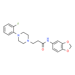 ChemSpider 2D Image | N-(1,3-Benzodioxol-5-yl)-3-[4-(2-fluorophenyl)-1-piperazinyl]propanamide | C20H22FN3O3