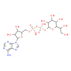 ChemSpider 2D Image | [5-(6-Amino-9H-purin-9-yl)-3,4-dihydroxytetrahydro-2-furanyl]methyl 6-(1,2-dihydroxyethyl)-3,4,5-trihydroxytetrahydro-2H-pyran-2-yl dihydrogen diphosphate | C17H27N5O16P2