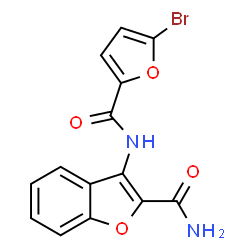 ChemSpider 2D Image | 3-[(5-Bromo-2-furoyl)amino]-1-benzofuran-2-carboxamide | C14H9BrN2O4