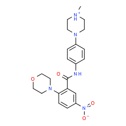 ChemSpider 2D Image | 1-Methyl-4-(4-{[2-(4-morpholinyl)-5-nitrobenzoyl]amino}phenyl)piperazin-1-ium | C22H28N5O4