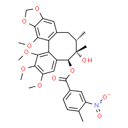 ChemSpider 2D Image | (5S,6S,7S)-6-Hydroxy-1,2,3,13-tetramethoxy-6,7-dimethyl-5,6,7,8-tetrahydrobenzo[3',4']cycloocta[1',2':4,5]benzo[1,2-d][1,3]dioxol-5-yl 4-methyl-3-nitrobenzoate | C31H33NO11