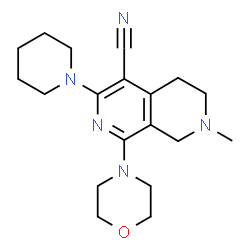 ChemSpider 2D Image | 7-Methyl-1-(4-morpholinyl)-3-(1-piperidinyl)-5,6,7,8-tetrahydro-2,7-naphthyridine-4-carbonitrile | C19H27N5O