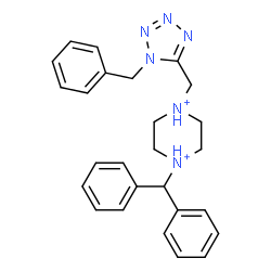 ChemSpider 2D Image | 1-[(1-Benzyl-1H-tetrazol-5-yl)methyl]-4-(diphenylmethyl)piperazinediium | C26H30N6