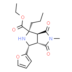 ChemSpider 2D Image | Ethyl (1R,3R,3aS,6aS)-3-(2-furyl)-5-methyl-4,6-dioxo-1-propyloctahydropyrrolo[3,4-c]pyrrole-1-carboxylate | C17H22N2O5