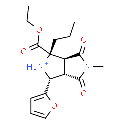 ChemSpider 2D Image | (1S,3R,3aS,6aS)-1-(Ethoxycarbonyl)-3-(2-furyl)-5-methyl-4,6-dioxo-1-propyloctahydropyrrolo[3,4-c]pyrrol-2-ium | C17H23N2O5