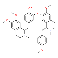 ChemSpider 2D Image | 4-[(6,7-Dimethoxy-2-methyl-1,2,3,4-tetrahydro-1-isoquinolinyl)methyl]-2-{[(1R)-6-methoxy-1-(4-methoxybenzyl)-2-methyl-1,2,3,4-tetrahydro-7-isoquinolinyl]oxy}phenol | C38H44N2O6