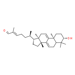 ChemSpider 2D Image | (3beta,5xi,24E)-3-Hydroxylanosta-7,9(11),24-trien-26-al | C30H46O2