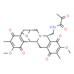 ChemSpider 2D Image | N-{[(1S,2R,10S,13R)-7,18-Dimethoxy-6,17,21-trimethyl-5,8,16,19-tetraoxo-11,21-diazapentacyclo[11.7.1.0~2,11~.0~4,9~.0~15,20~]henicosa-4(9),6,15(20),17-tetraen-10-yl]methyl}-2-oxopropanamide | C28H31N3O8