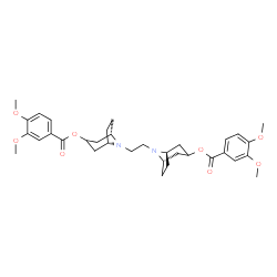 ChemSpider 2D Image | (1R,5S)-8-(2-{(1S,5S)-3-[(3,4-Dimethoxybenzoyl)oxy]-8-azabicyclo[3.2.1]oct-8-yl}ethyl)-8-azabicyclo[3.2.1]oct-3-yl 3,4-dimethoxybenzoate | C34H44N2O8