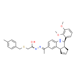 ChemSpider 2D Image | N-{(1E)-1-[(3aS,4R,9bR)-4-(2,3-Dimethoxyphenyl)-3a,4,5,9b-tetrahydro-3H-cyclopenta[c]quinolin-8-yl]ethylidene}-2-[(4-methylbenzyl)sulfanyl]ethanehydrazonic acid | C32H35N3O3S