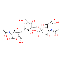 ChemSpider 2D Image | (6R)-3,5-Dideoxy-5-[(Z)-(1-hydroxyethylidene)amino]-6-[(1R,2R)-1,2,3-trihydroxypropyl]-alpha-L-threo-hex-2-ulopyranonosyl-(2->3)-beta-D-galactopyranosyl-(1->4)-2-deoxy-2-[(Z)-(1-hydroxyethylidene)amin
o]-D-glucopyranose | C25H42N2O19