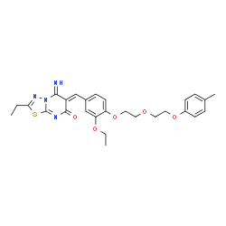 ChemSpider 2D Image | (6Z)-6-(3-Ethoxy-4-{2-[2-(4-methylphenoxy)ethoxy]ethoxy}benzylidene)-2-ethyl-5-imino-5,6-dihydro-7H-[1,3,4]thiadiazolo[3,2-a]pyrimidin-7-one | C27H30N4O5S