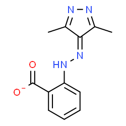 ChemSpider 2D Image | 2-[2-(3,5-Dimethyl-4H-pyrazol-4-ylidene)hydrazino]benzoate | C12H11N4O2