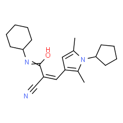 ChemSpider 2D Image | (2Z)-2-Cyano-N-cyclohexyl-3-(1-cyclopentyl-2,5-dimethyl-1H-pyrrol-3-yl)-2-propenimidic acid | C21H29N3O
