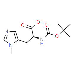 ChemSpider 2D Image | (2R)-3-(1-Methyl-1H-imidazol-5-yl)-2-({[(2-methyl-2-propanyl)oxy]carbonyl}amino)propanoate | C12H18N3O4