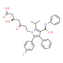ChemSpider 2D Image | (3R)-7-{2-(4-Fluorophenyl)-4-[hydroxy(phenylimino)methyl]-5-isopropyl-3-phenyl-1H-pyrrol-1-yl}-3-hydroxy-5-oxoheptanoic acid | C33H33FN2O5