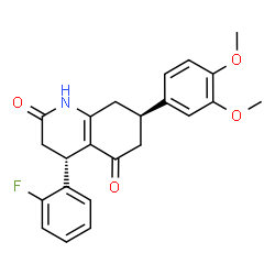 ChemSpider 2D Image | (4R,7R)-7-(3,4-Dimethoxyphenyl)-4-(2-fluorophenyl)-4,6,7,8-tetrahydro-2,5(1H,3H)-quinolinedione | C23H22FNO4
