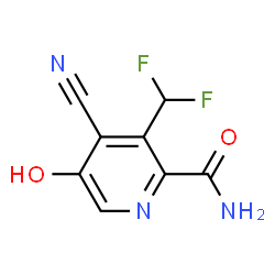 ChemSpider 2D Image | 4-Cyano-3-(difluoromethyl)-5-hydroxy-2-pyridinecarboxamide | C8H5F2N3O2