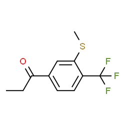 ChemSpider 2D Image | 1-[3-(Methylsulfanyl)-4-(trifluoromethyl)phenyl]-1-propanone | C11H11F3OS