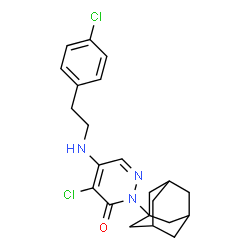ChemSpider 2D Image | 2-(Adamantan-1-yl)-4-chloro-5-{[2-(4-chlorophenyl)ethyl]amino}-3(2H)-pyridazinone | C22H25Cl2N3O
