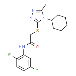 ChemSpider 2D Image | N-(5-Chloro-2-fluorophenyl)-2-[(4-cyclohexyl-5-methyl-4H-1,2,4-triazol-3-yl)sulfanyl]acetamide | C17H20ClFN4OS