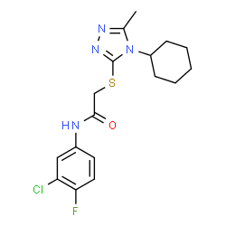 ChemSpider 2D Image | N-(3-Chloro-4-fluorophenyl)-2-[(4-cyclohexyl-5-methyl-4H-1,2,4-triazol-3-yl)sulfanyl]acetamide | C17H20ClFN4OS