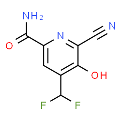 ChemSpider 2D Image | 6-Cyano-4-(difluoromethyl)-5-hydroxy-2-pyridinecarboxamide | C8H5F2N3O2