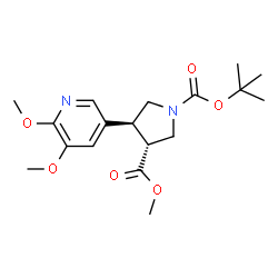 ChemSpider 2D Image | 3-Methyl 1-(2-methyl-2-propanyl) (3R,4S)-4-(5,6-dimethoxy-3-pyridinyl)-1,3-pyrrolidinedicarboxylate | C18H26N2O6