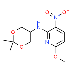 ChemSpider 2D Image | N-(2,2-Dimethyl-1,3-dioxan-5-yl)-6-methoxy-3-nitro-2-pyridinamine | C12H17N3O5