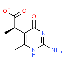 ChemSpider 2D Image | (2R)-2-(2-Amino-6-methyl-4-oxo-1,4-dihydro-5-pyrimidinyl)propanoate | C8H10N3O3