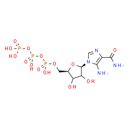ChemSpider 2D Image | 5-Amino-1-[5-O-(hydroxy{[hydroxy(phosphonooxy)phosphoryl]oxy}phosphoryl)-beta-D-glycero-pentofuranosyl]-1H-imidazole-4-carboxamide | C9H17N4O14P3