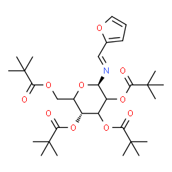 ChemSpider 2D Image | 2,3,4,6-Tetrakis-O-(2,2-dimethylpropanoyl)-N-(2-furylmethylene)-beta-D-glycero-hexopyranosylamine | C31H47NO10