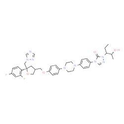 ChemSpider 2D Image | (4xi)-2,5-Anhydro-1,3,4-trideoxy-2-(2,4-difluorophenyl)-4-({4-[4-(4-{1-[(2R)-2-hydroxy-3-pentanyl]-5-oxo-1,5-dihydro-4H-1,2,4-triazol-4-yl}phenyl)-1-piperazinyl]phenoxy}methyl)-1-(1H-1,2,4-triazol-1-y
l)-D-glycero-pentitol | C37H42F2N8O4