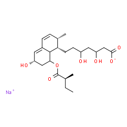 ChemSpider 2D Image | Sodium 3,5-dihydroxy-7-[(1S,2S,6S)-6-hydroxy-2-methyl-8-{[(2S)-2-methylbutanoyl]oxy}-1,2,6,7,8,8a-hexahydro-1-naphthalenyl]heptanoate | C23H35NaO7