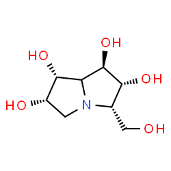 ChemSpider 2D Image | (1R,2R,3S,6S,7R)-3-(Hydroxymethyl)hexahydro-1H-pyrrolizine-1,2,6,7-tetrol | C8H15NO5