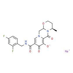 ChemSpider 2D Image | Sodium (4R)-9-[(2,4-difluorobenzyl)carbamoyl]-4-methyl-6,8-dioxo-3,4,6,8,12,12a-hexahydro-2H-pyrido[1',2':4,5]pyrazino[2,1-b][1,3]oxazin-7-olate | C20H18F2N3NaO5