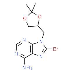 ChemSpider 2D Image | 8-Bromo-9-[(2,2-dimethyl-1,3-dioxolan-4-yl)methyl]-9H-purin-6-amine | C11H14BrN5O2