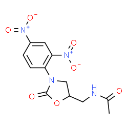 ChemSpider 2D Image | N-{[3-(2,4-Dinitrophenyl)-2-oxo-1,3-oxazolidin-5-yl]methyl}acetamide | C12H12N4O7