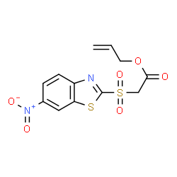 ChemSpider 2D Image | Allyl [(6-nitro-1,3-benzothiazol-2-yl)sulfonyl]acetate | C12H10N2O6S2