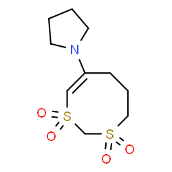 ChemSpider 2D Image | 1-[(7E)-1,1,3,3-Tetraoxido-5,6-dihydro-4H-1,3-dithiocin-7-yl]pyrrolidine | C10H17NO4S2