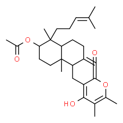 ChemSpider 2D Image | 5-[(4-Hydroxy-5,6-dimethyl-2-oxo-2H-pyran-3-yl)methyl]-1,4a-dimethyl-6-methylene-1-(4-methyl-3-penten-1-yl)decahydro-2-naphthalenyl acetate | C29H42O5