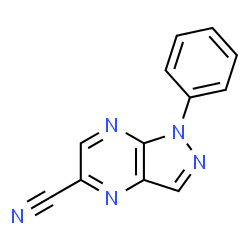 ChemSpider 2D Image | 1-Phenyl-1H-pyrazolo[3,4-b]pyrazine-5-carbonitrile | C12H7N5