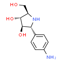ChemSpider 2D Image | (2R,3R,4R,5R)-2-(4-Aminophenyl)-5-(hydroxymethyl)-3,4-pyrrolidinediol | C11H16N2O3
