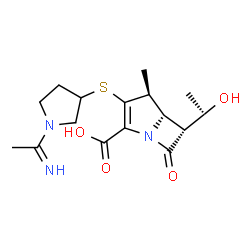 ChemSpider 2D Image | (4S,5S,6R)-3-[(1-Ethanimidoyl-3-pyrrolidinyl)sulfanyl]-6-[(1R)-1-hydroxyethyl]-4-methyl-7-oxo-1-azabicyclo[3.2.0]hept-2-ene-2-carboxylic acid | C16H23N3O4S