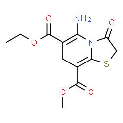 ChemSpider 2D Image | 6-Ethyl 8-methyl 5-amino-3-oxo-2,3-dihydro-7H-[1,3]thiazolo[3,2-a]pyridine-6,8-dicarboxylate | C12H14N2O5S