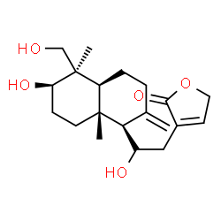 ChemSpider 2D Image | 3-{2-Hydroxy-2-[(1R,4aS,5R,6R,8aR)-6-hydroxy-5-(hydroxymethyl)-5,8a-dimethyl-2-methylenedecahydro-1-naphthalenyl]ethyl}-2(5H)-furanone | C20H30O5