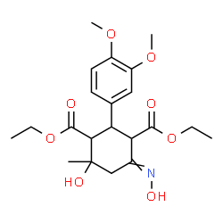 ChemSpider 2D Image | Diethyl 2-(3,4-dimethoxyphenyl)-4-hydroxy-6-(hydroxyimino)-4-methyl-1,3-cyclohexanedicarboxylate | C21H29NO8